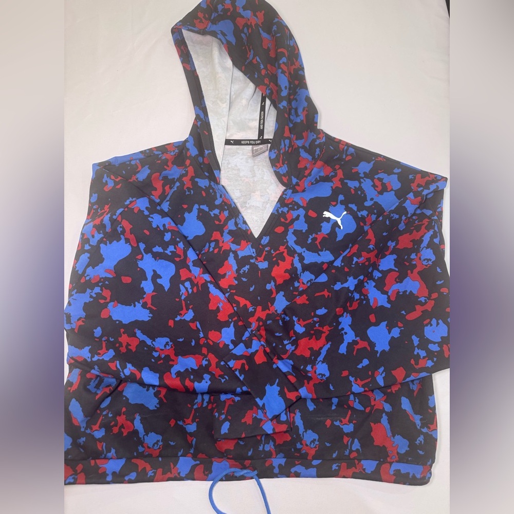 Puma Black Hoodie with Blue and Red Camo